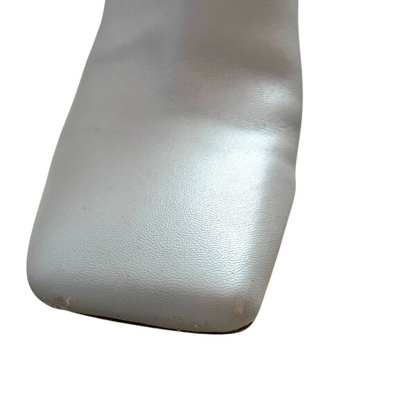 Sam Edelman Anika Square Toe Leather Booties | Grey/Gray, 3.25” Heel, Size 9 - Picture 3 of 7